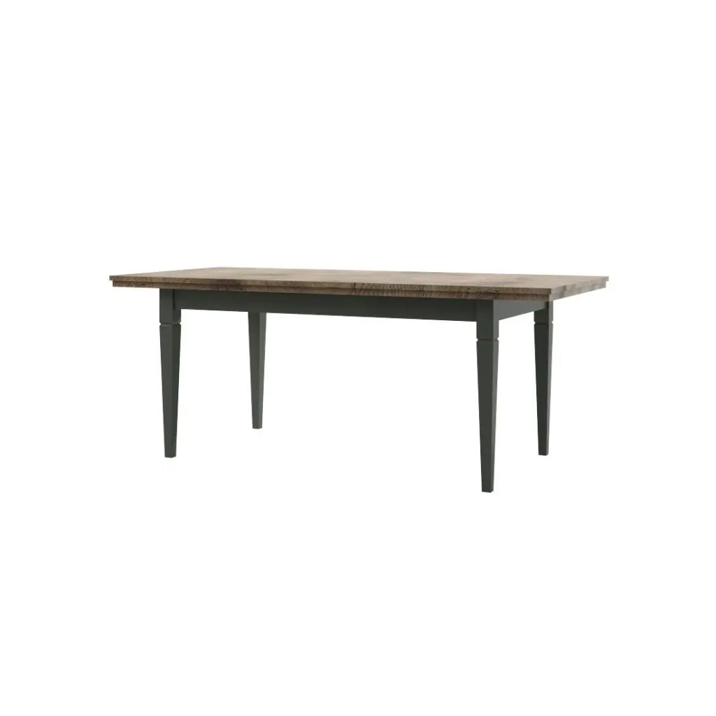 Tavolo estensibile fino a 240cm per sala da pranzo Collezione ASSIA. Colori verde e quercia.