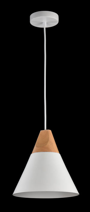 Lampada pendente Pendant in Metallo e Legno Bicones Bianco