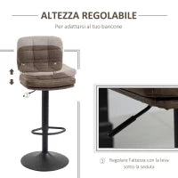 Set 2 Sgabelli Bar Moderni e Girevoli con Schienale e Poggiapiedi, Sgabelli da Cucina con Altezza Regolabile, Rivestimento Pelle PU e Imbottitura, 41.5x45x85-107cm