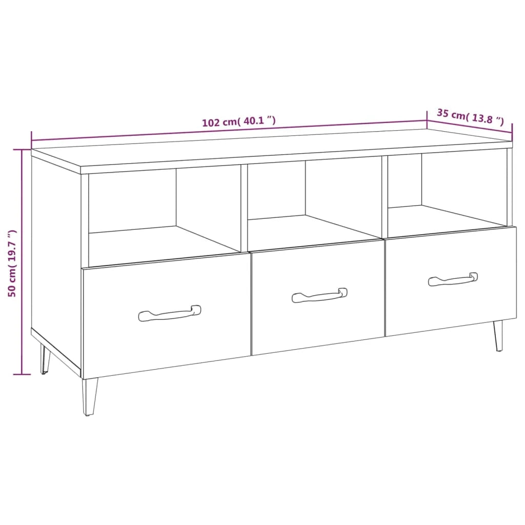 Mobile TV multimediale mensola TV credenza mobile TV sala da pranzo soggiorno camera da letto 102 x 35 x 50 cm legno ingegnerizzato bianco 02_0025576
