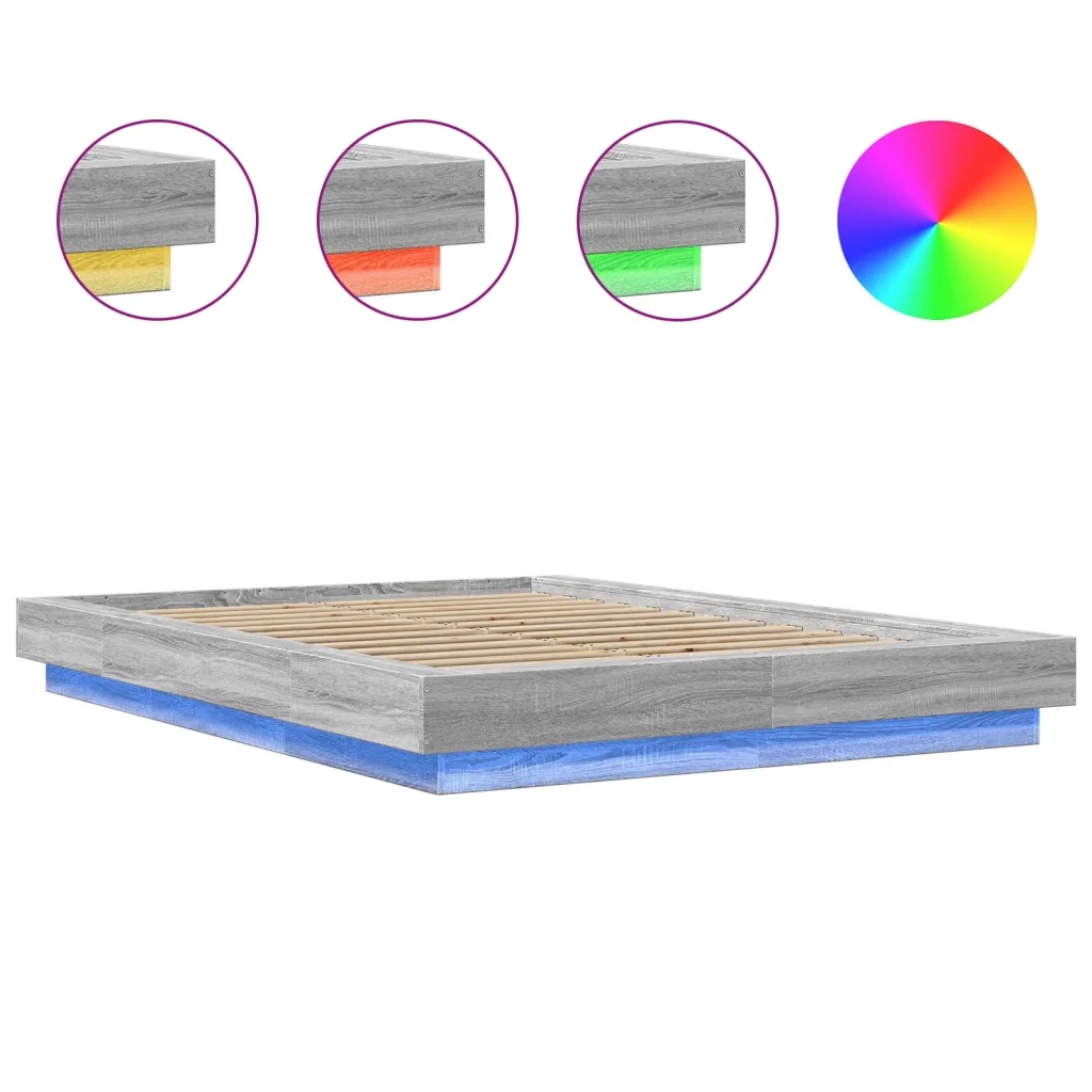 Giroletto Luci LED-Struttura Letto con LED Grigio Sonoma 120x200 cm Legno Multistrato 961617