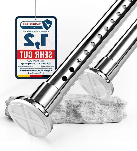 Maniglia per tenda doccia senza forare estensibile 310-360 cm Acciaio inossidabile Zavorra Ø32mm - Maniglia estensibile per tenda doccia - Maniglia doccia telescopica per bagno