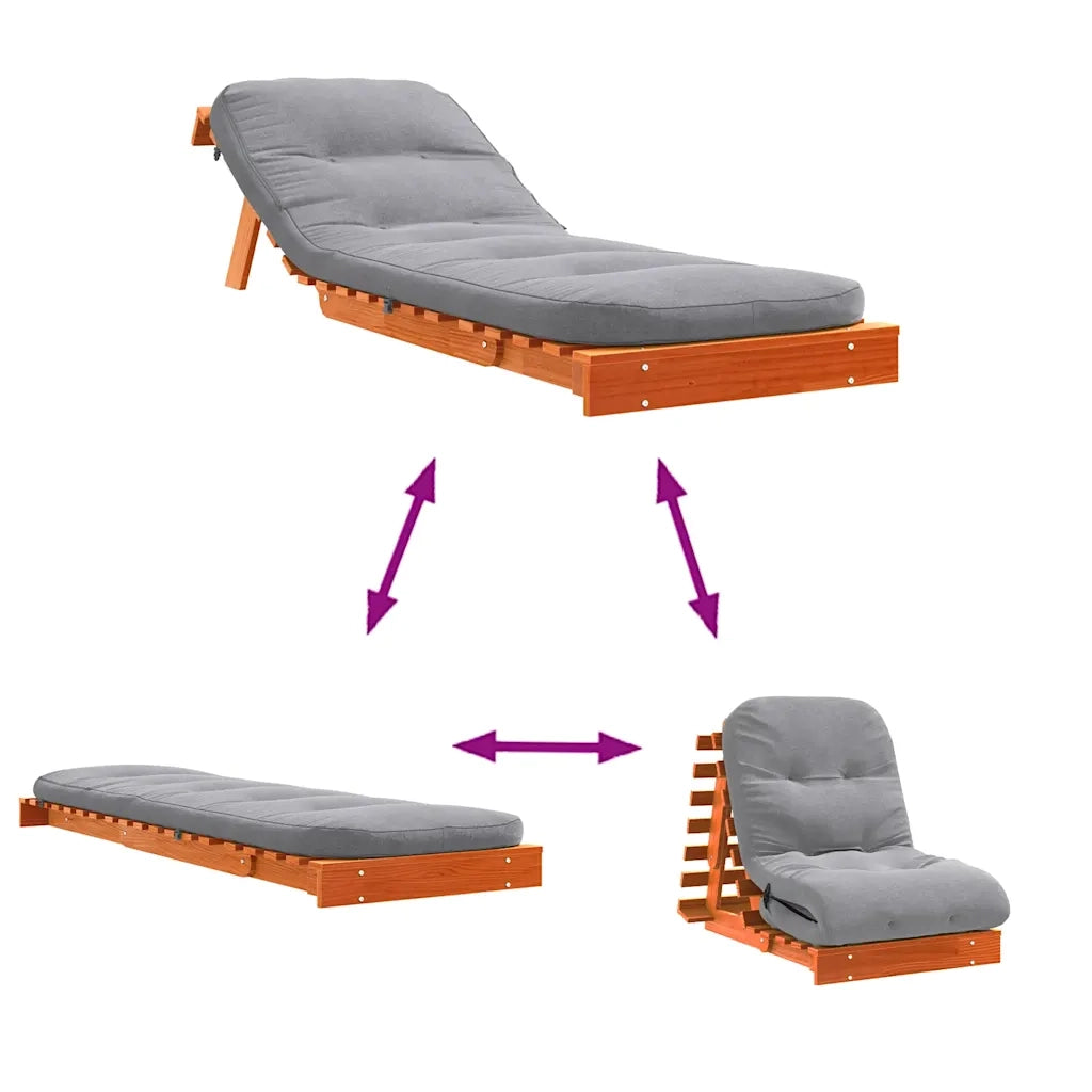 Divano letto | Sof¨¤ letto | Letto singolo Futon con Materasso Marrone Cera 70x206x11cm Pino