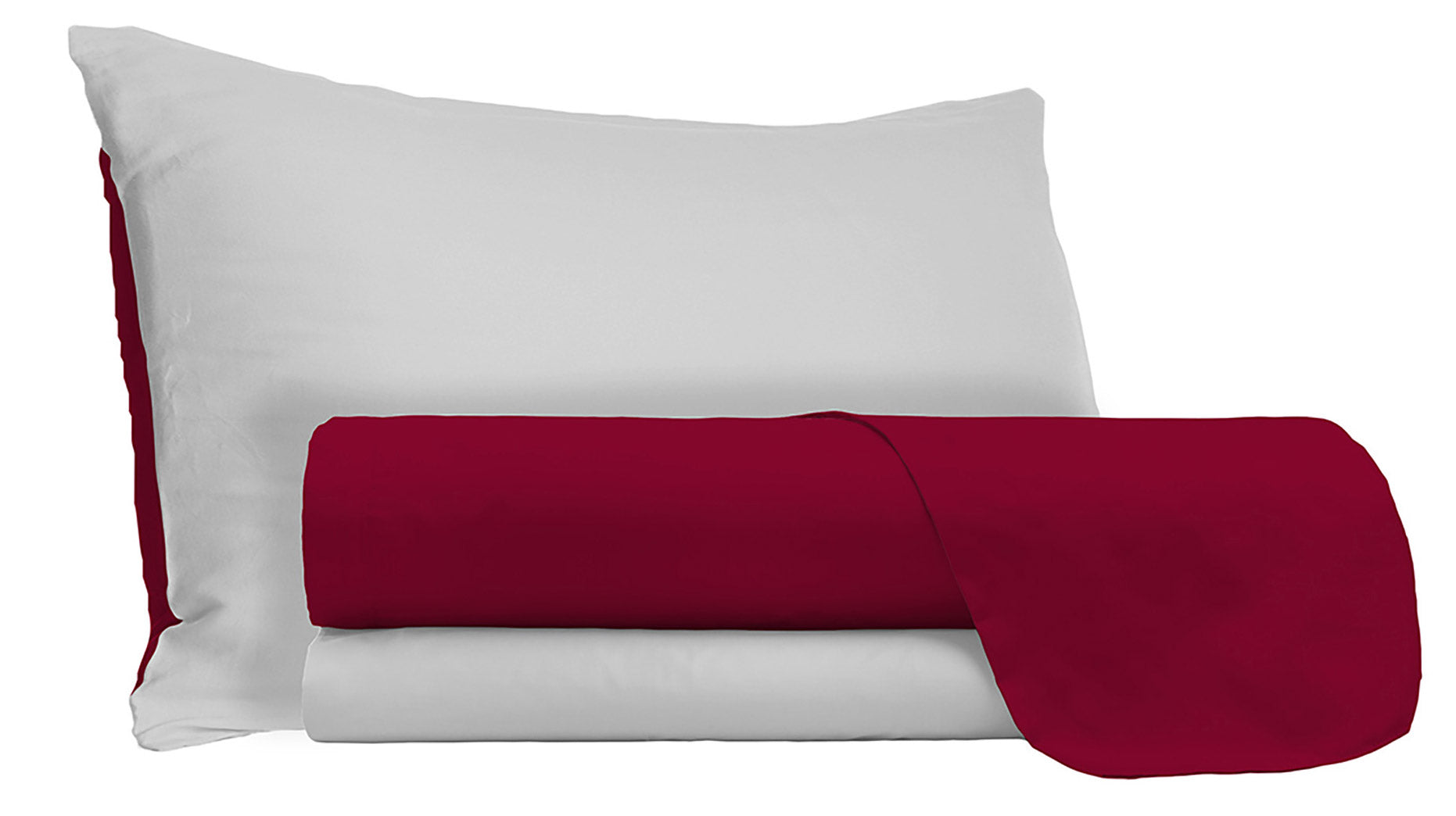 Set Lenzuola 1 Piazza e Mezzo Sopra Sotto e Federe Doubleface Bordeaux/Grigio Chiaro
