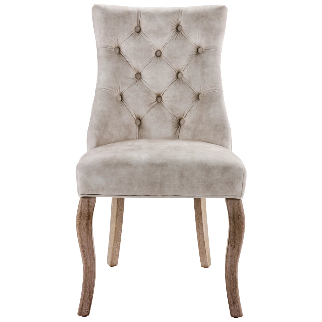 Sedie da Pranzo con Schienale Alto ¨C MINIMAL ¨C Set 4 Pezzi, Velluto Beige, Gambe in Legno Massello