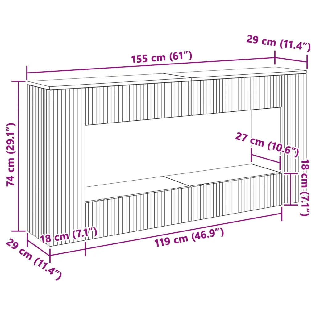 Tavolo consolle Rigato Legno vecchio 155 x 29 x 74 cm 899893