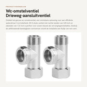 Ventile per toilette a tre vie, 2 pezzi, con connessione a 180 gradi, slot mobile, facile da installare, con connessione in rame verniciato.