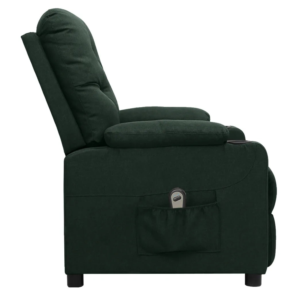 Poltrona Elettrica Reclinabile Verde Scuro in Tessuto 3098845