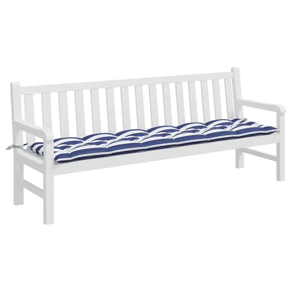 Cuscino Panca | Cuscini per sedie Giardino Righe Bianche e Blu 200x50x7 cm Tessuto