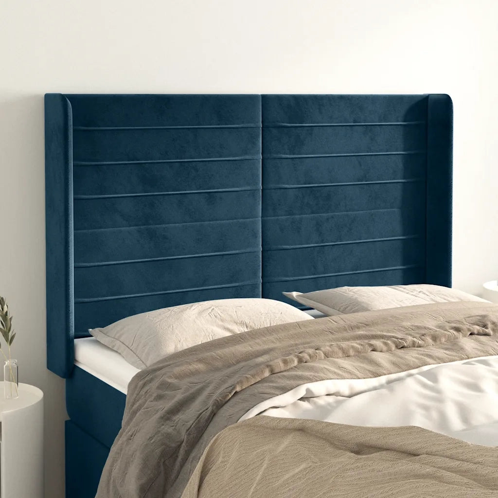 Testiera ad Orecchio Blu Scuro 147x16x118/128 cm in Velluto 3119772