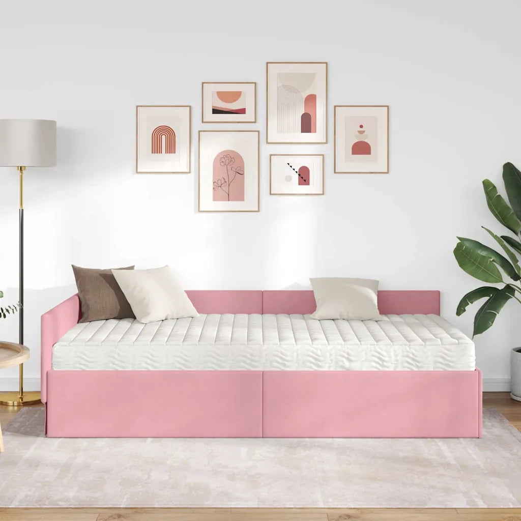 Struttura Letto Angolare con Materasso 2 pcs Grigio Velluto 3393627