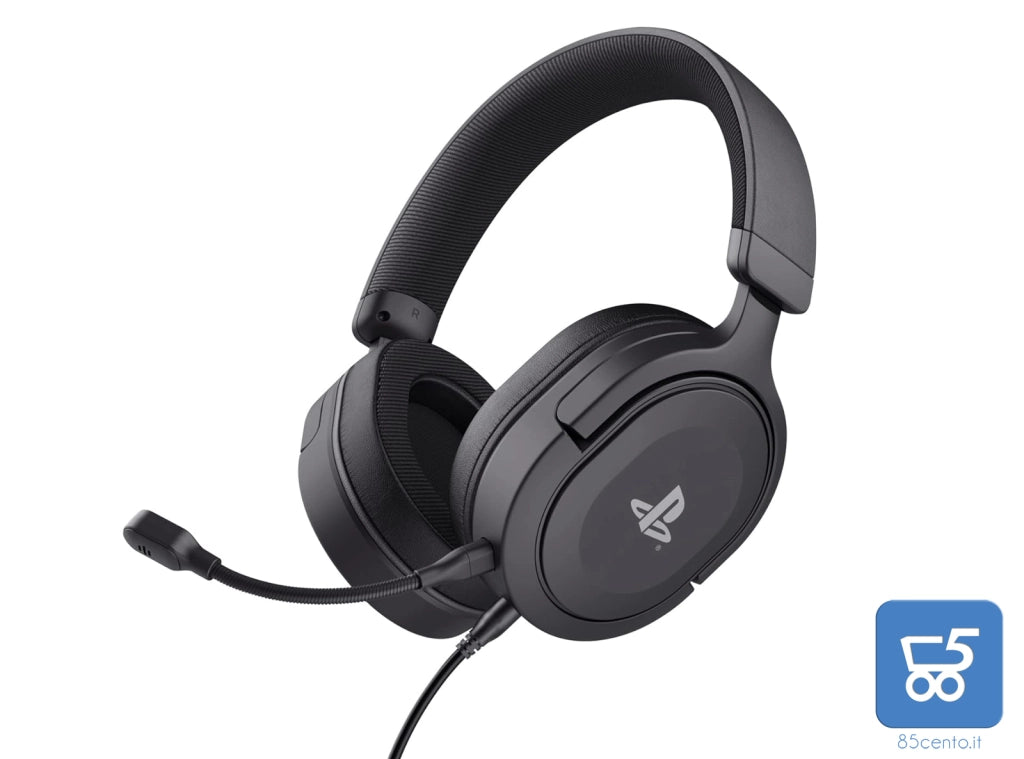 Cuffie Trust Gaming GXT 498 Forta PS5 PS4 Licenza Ufficiale PlayStation Cavo da 1,2 m Microfono Staccabile, Jack Audio 3.5 mm - Nero