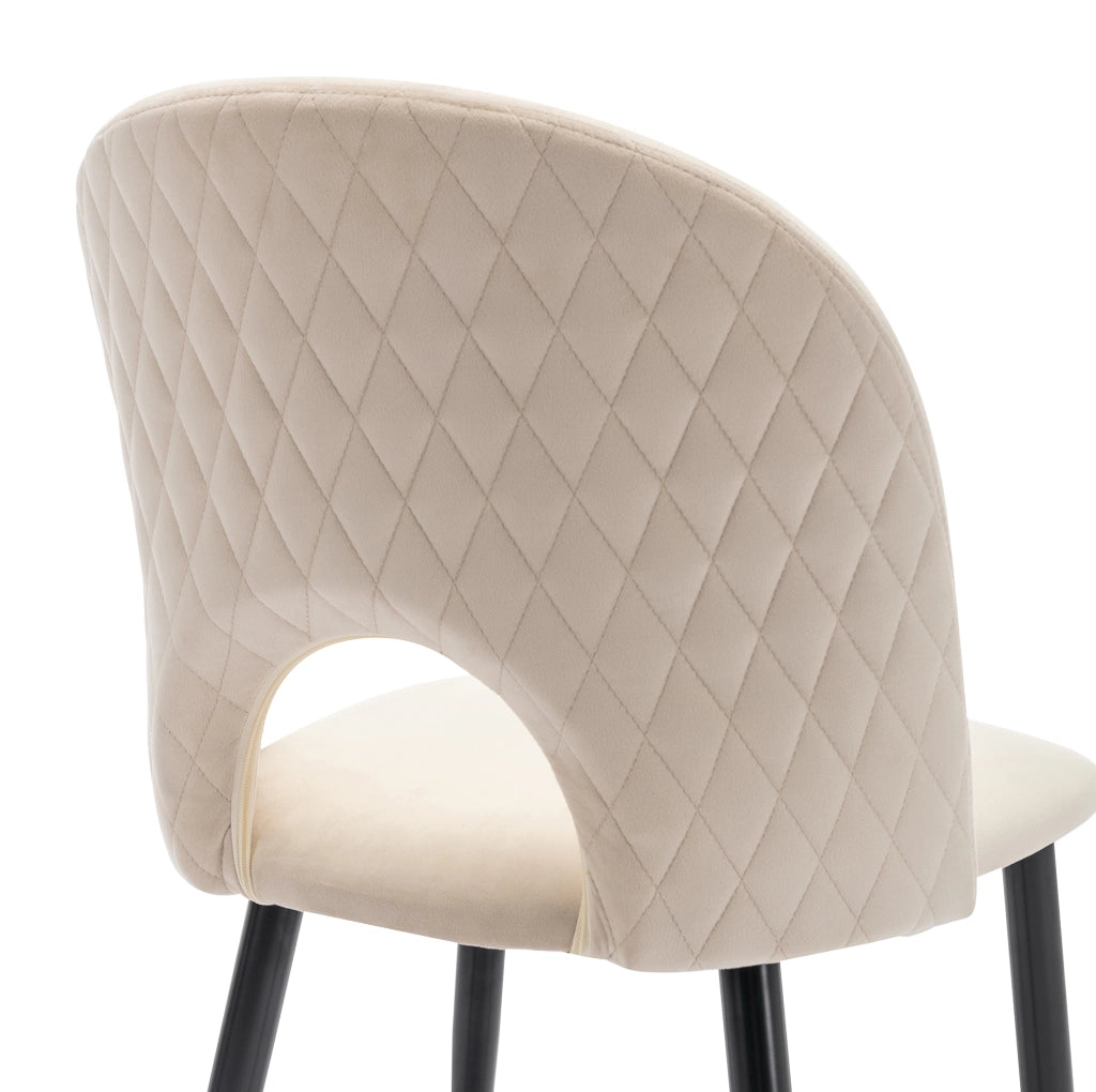 Set di sedie imbottite in velluto beige con piedi regolabili