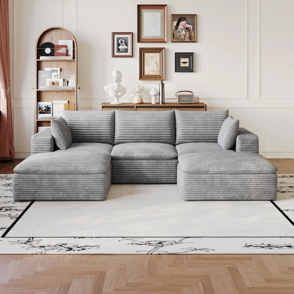 Divano Cloud 260 cm ¨C MINIMAL ¨C Velluto a Coste Grigio Scuro, Imbottito, Sfoderabile
