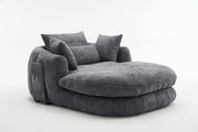 Méridienne in chenille con seduta profonda, cuscini aggiuntivi e senza montaggio, per relax in salotto grigio