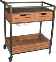 Carrello di servizio in legno di eucalipto FSC e alluminio per esterni
