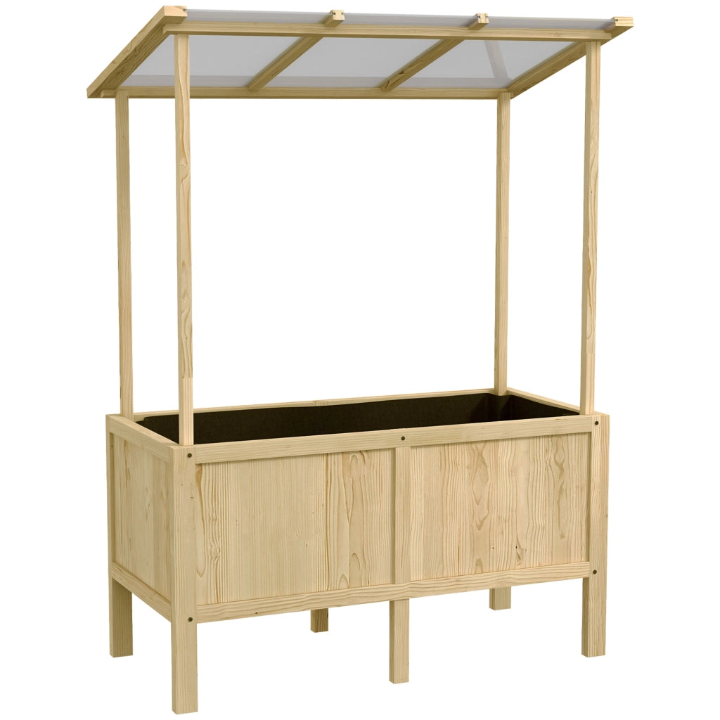 Hochbeet in legno di abete con tetto in policarbonato 110x60x152 cm, natura