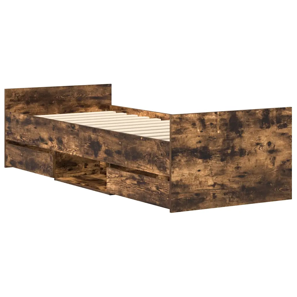 Giroletto con Testiera e Pediera-Struttura Letto Rovere Fumo 90x190 cm