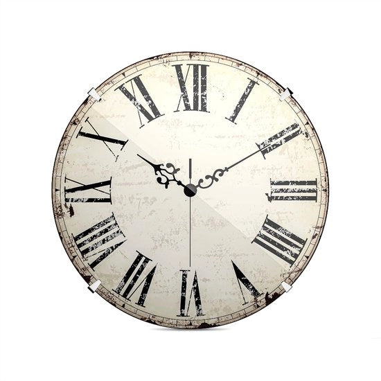 Orologio da parete vintage con cifre romane - Movimento a quarto di ora - Stile antico - 20 cm - Vetro a cupola