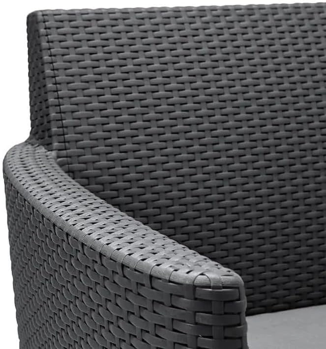 Set da Giardino 4 Pezzi in Rattan Sintetico con Cuscini e Tavolino Contenitore Colore Grafite Modello Salemo Lounge Keter