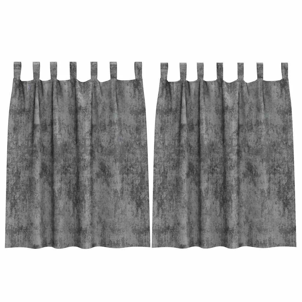 Tende in Velluto con tende 2 pz Grigio 140 x 140 cm Velluto