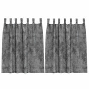 Tende in Velluto con tende 2 pz Grigio 140 x 140 cm Velluto