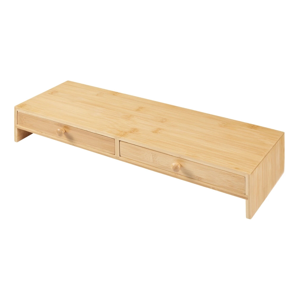 Rialzo per monitor in bambù con 2 cassetti 56 x 18 x 10 cm naturale 03_0010518