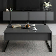 Mornasco, set Mobili da Soggiorno Modulabile, Nero Antracite