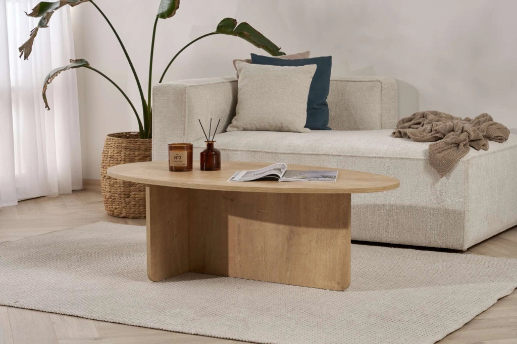 Parona, Tavolino da Salotto Forma Ovale, 120x65x40h cm Marrone Rovere