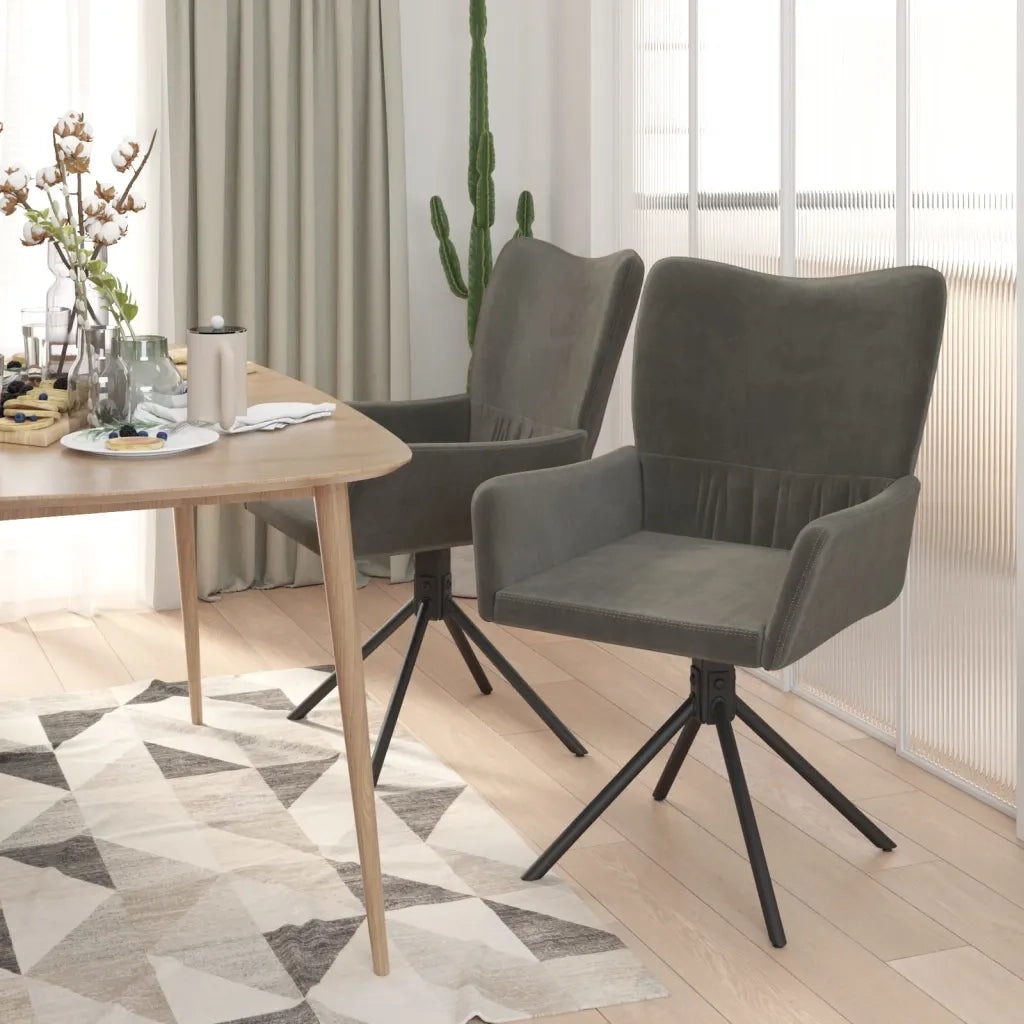 Sedie da Pranzo Girevoli 2 pz Grigio Scuro in Velluto 344810
