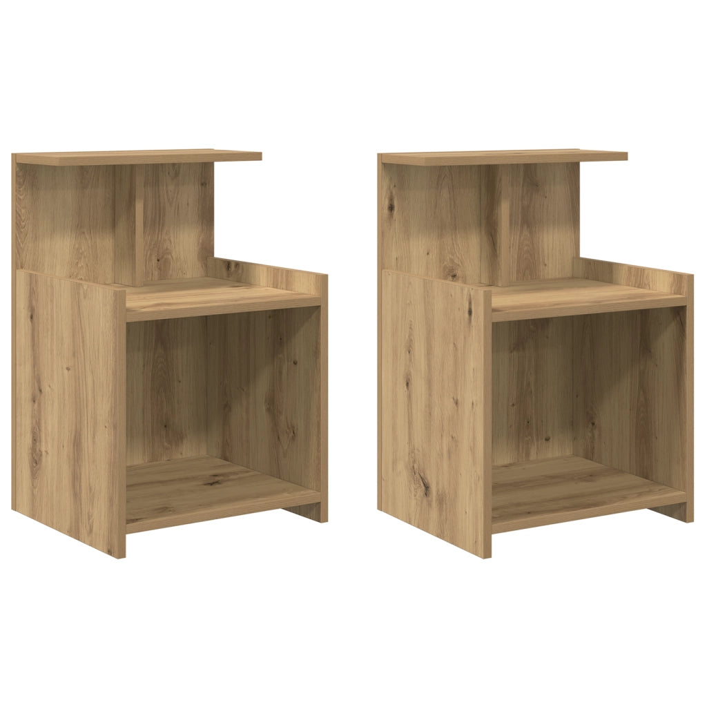 Comodini 2 pezzi Rovere Artigianale 40x35x60 cm Legno ingegnerizzato