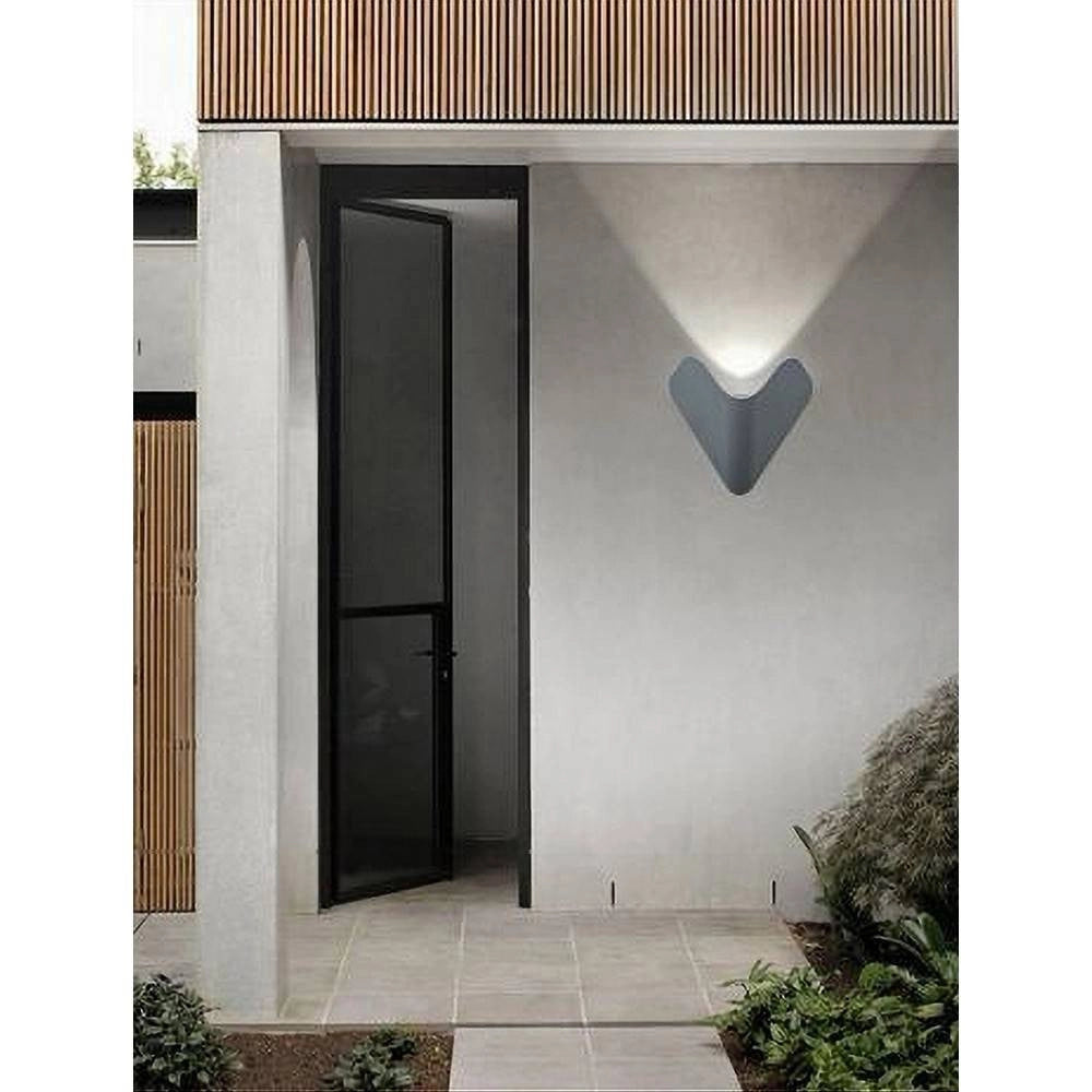 Trade Shop - Applique Led Esterno Parete 12w Alluminio Grigio Luce Fredda Calda Naturale Es61 - -bianco Freddo      -