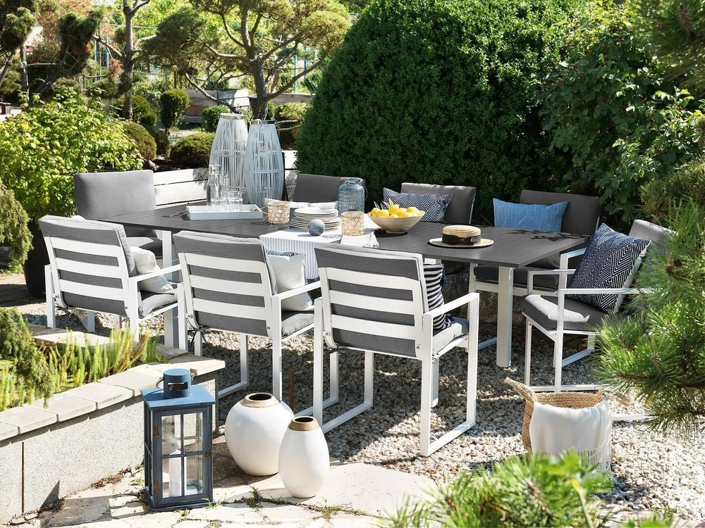 Tavolo da giardino Alluminio grigio 75 x 168 / 248 x 100 cm Piano allungabile Tavolo da pranzo per esterni