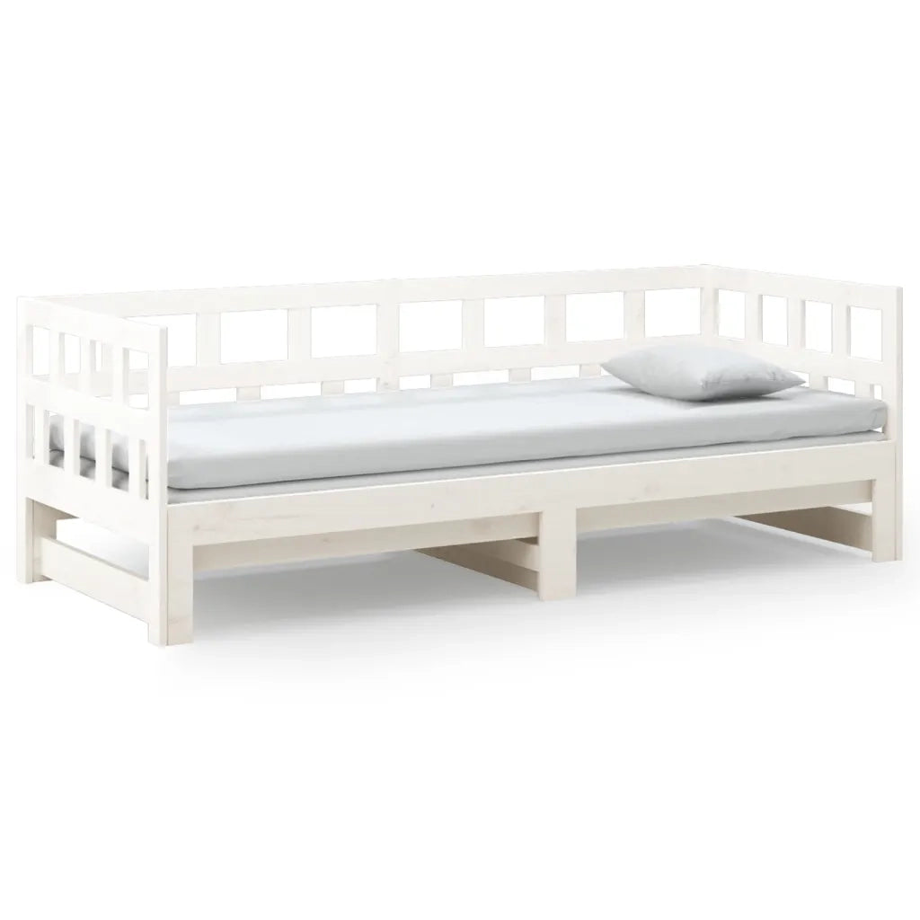 Dormeuse Estraibile Bianca Legno Massello di Pino 2x(80x200) cm