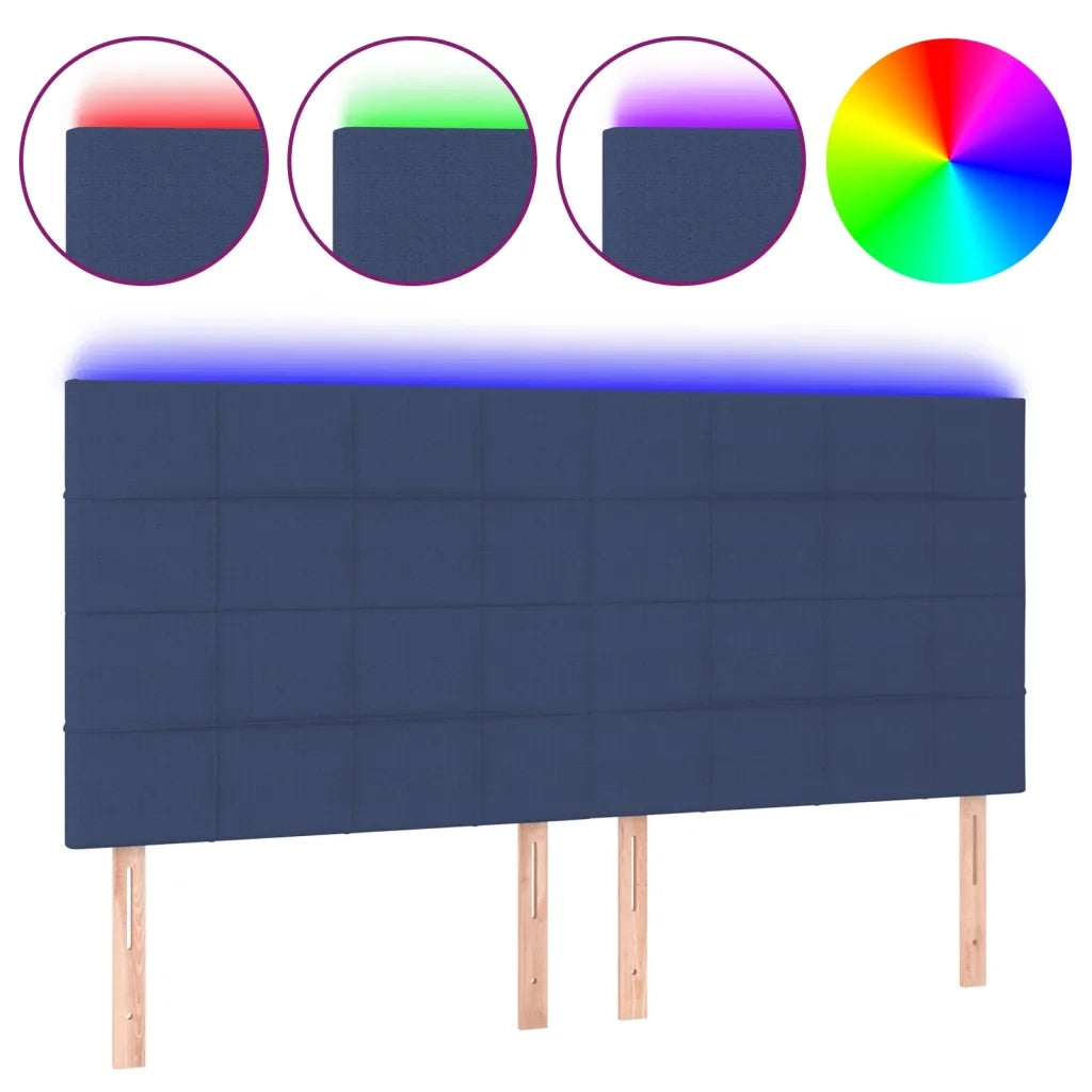 Testiera | Testata a LED Blu 180x5x118/128 cm in Tessuto