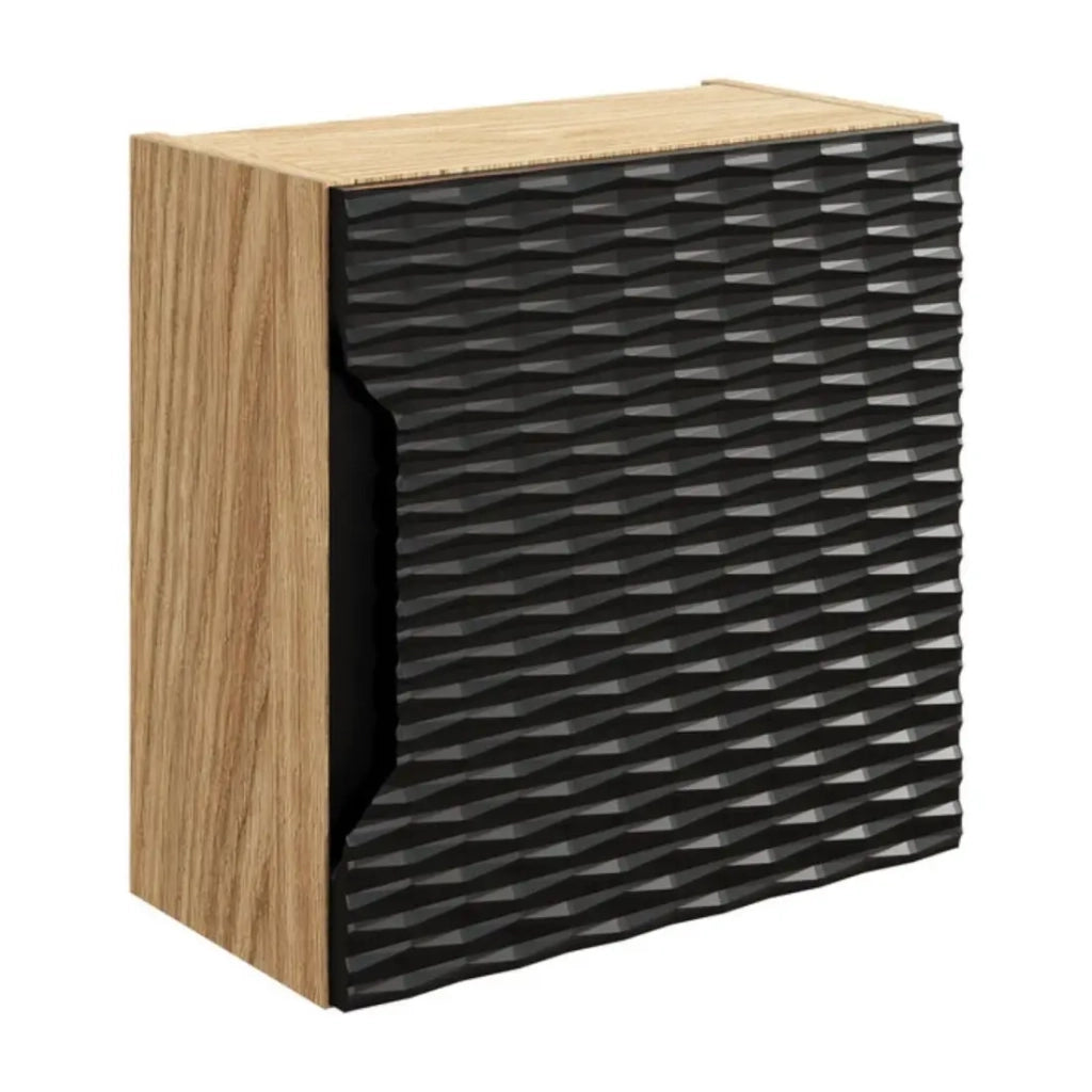 Mobile da parete YOKA – 1 anta – Rovere chiaro e nero – L35 × P19 × H35 cm – Da appendere