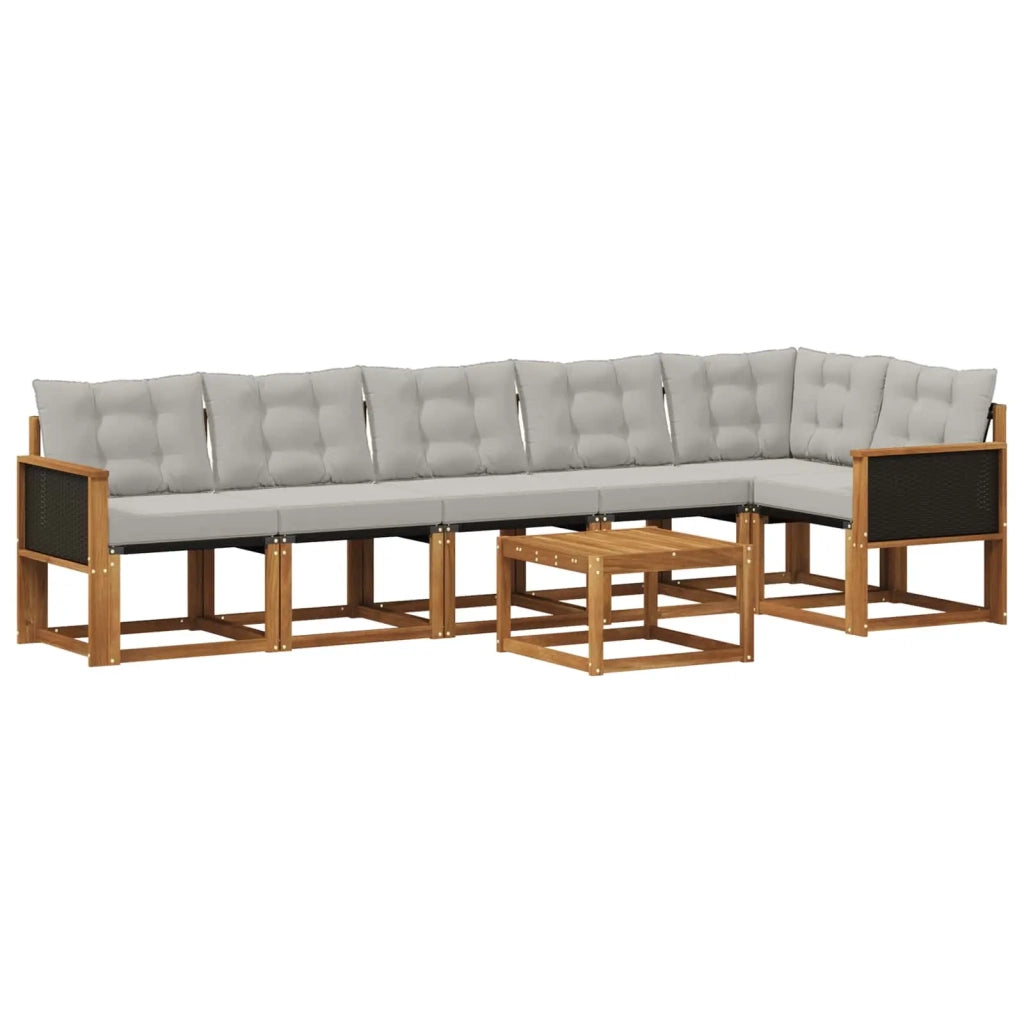 Set di divani da esterno 7 pz Naturale e Grigio Chiaro 3381991
