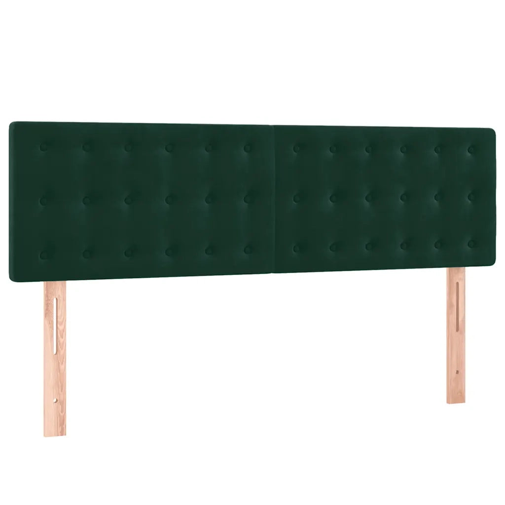 Letto a Molle con Materasso e LED Verde Scuro 140x200cm Velluto