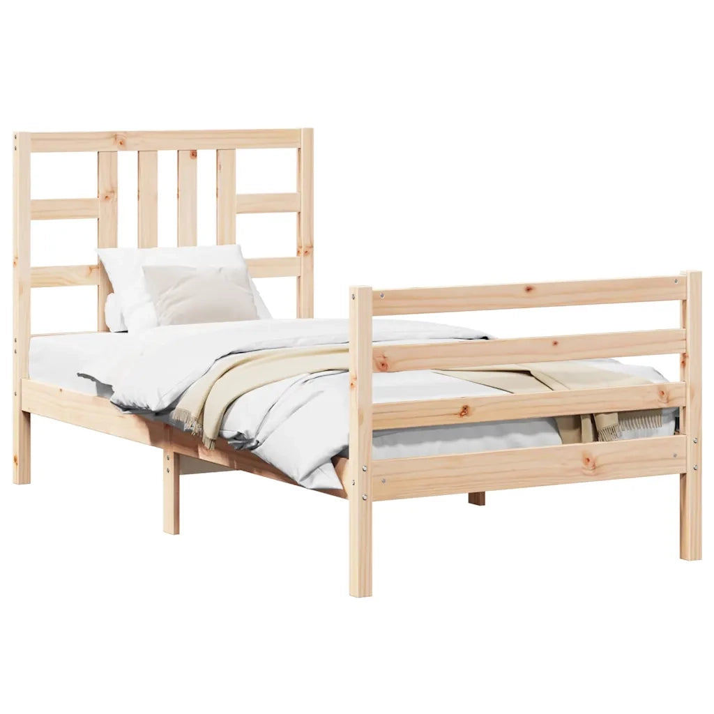 Giroletto con Testiera Single-Struttura Letto in Legno Massello 598271