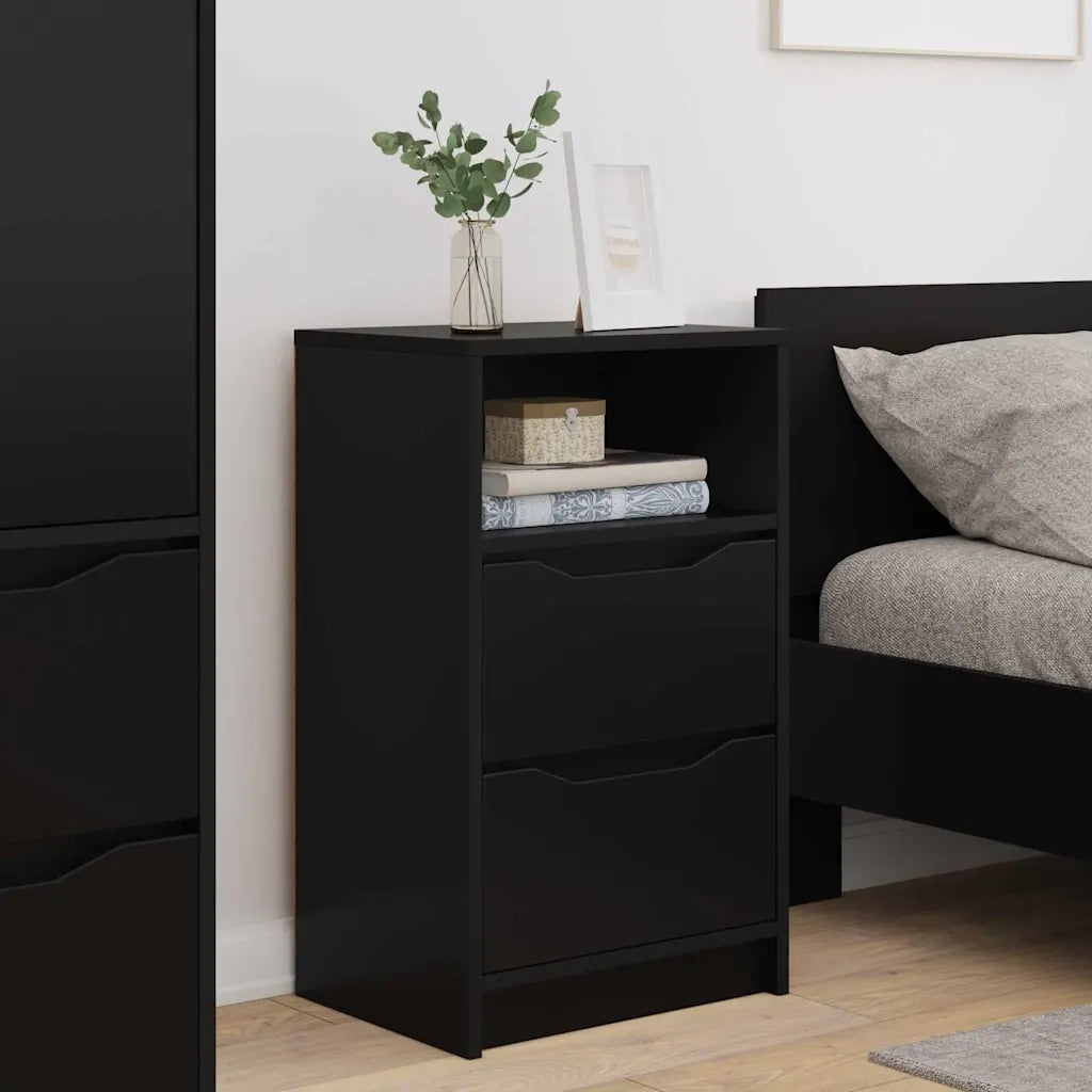 Set di 2 Comodini | Armadio da Notte | Mobiletto da notte Nero 40 x 30 x 467 cm Legno multistrato