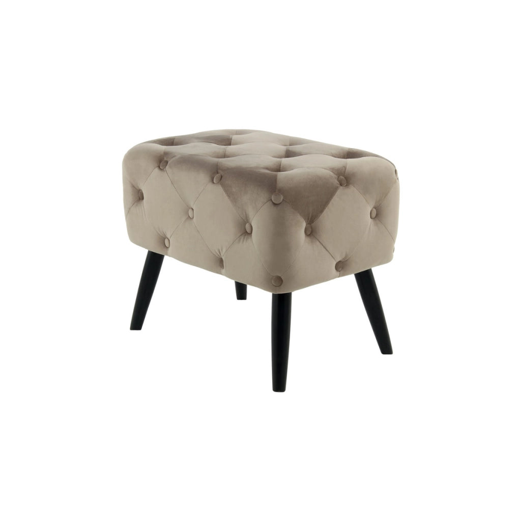 Pouf imbottito Piano in velluto taupe con gambe nere