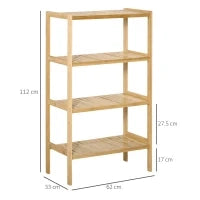 Mobile Multiuso a 4 Livelli Salvaspazio in Bambù per Bagno, Salotto e Cucina, 62x33x112cm, Colore Naturale