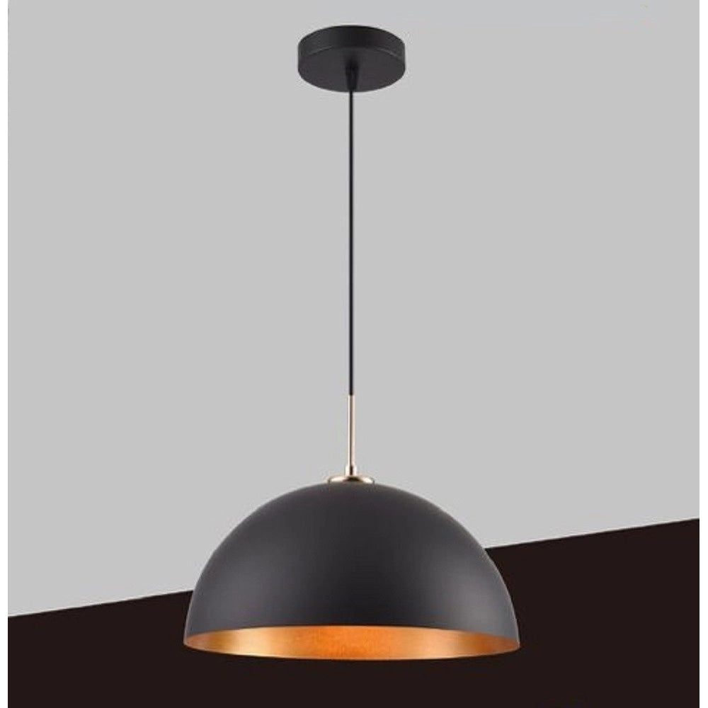 Trade Shop - Lampadario A Sospensione Soffitto E27 Paralume Cupola In Ferro Elegante Ip20 B92 - Nero