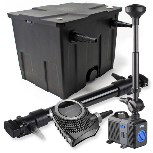 Set Filtro a 1 camera laghetto 12000l con Chiarificatore UVC 72W Pompa NEO10000 80W Fontana