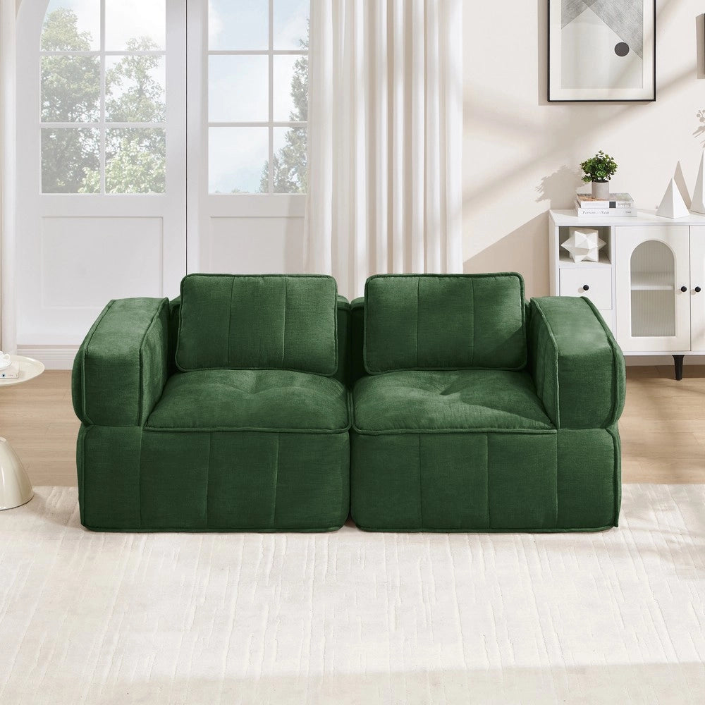 Divano angolare 2 posti ¨C Minimal ¨C Verde velluto morbido senza gambe