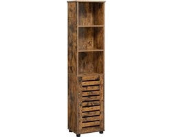 Cassettiere da Bagno - 3 Comparti Aperti - Maniglia a Rotazione - Scomparti Regolabili - Industriale - Materia Legno - 40 x 30 x 167 cm