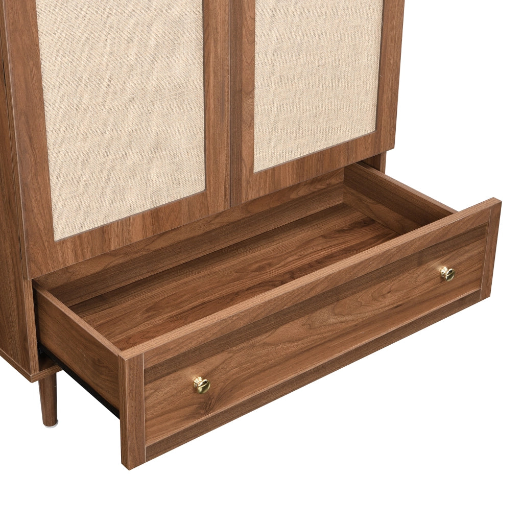 Armadio con cassetto e asta appendiabiti; ante rivestite in tessuto; stile moderno per camera da letto; in MDF; legno; 79 × 50 × 175 cm
