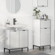 Set di mobili per il bagno con cassetto 2 pcs Bianco Lucido