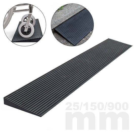 Rampa per soglie 25x150x900mm per sedie a rotelle e deambulatori In gomma con superficie antiscivolo