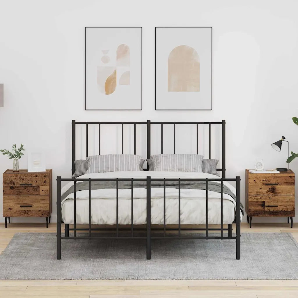 Set di 2 Comodini | Armadio da Notte | Mobiletto da notte Legno vecchio 40 x 35 x 47,5 cm